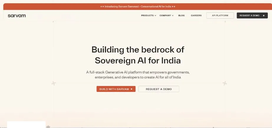Sarvam AI - Chatbot Development Companies in India