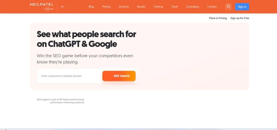 Ubersuggest - SEO Tools