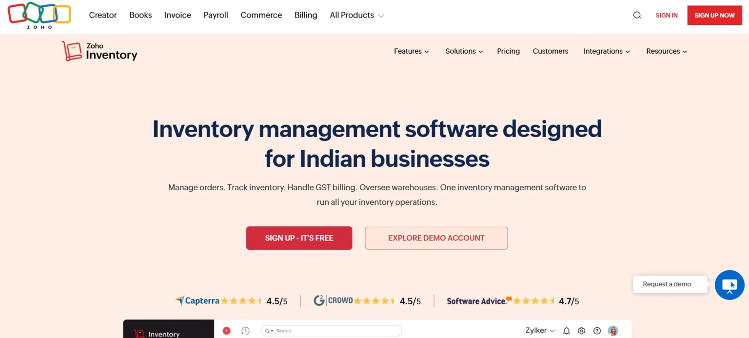 Zoho Inventory -inventory management software for small business
